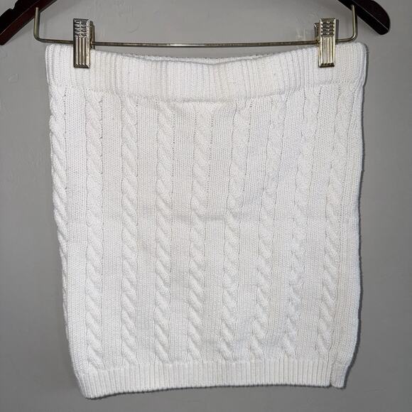 K Swiss Forever 21 White Chunky Cable Knit Mini Skirt Women's Size M - Picture 3 of 6